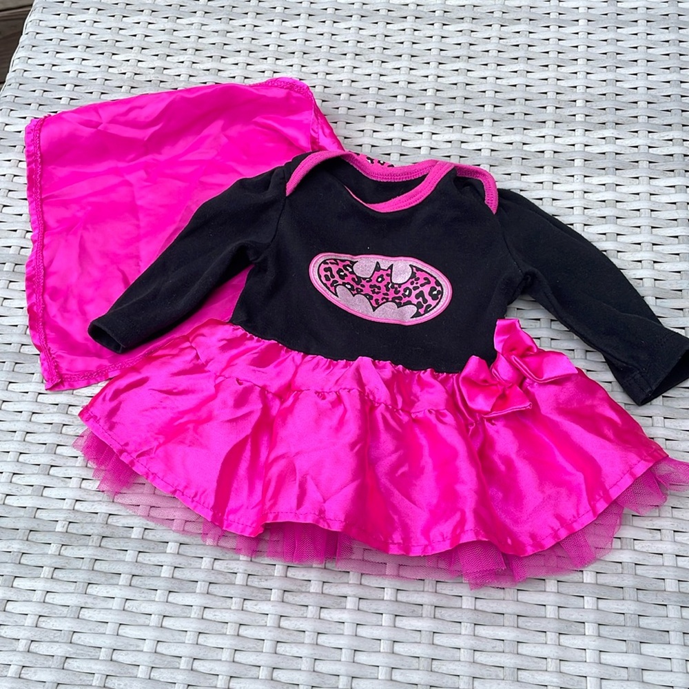 INFANT DC Comic Batgirl Costume Tulle Satin Tutu Dress & Cape Size 3-6 Mos